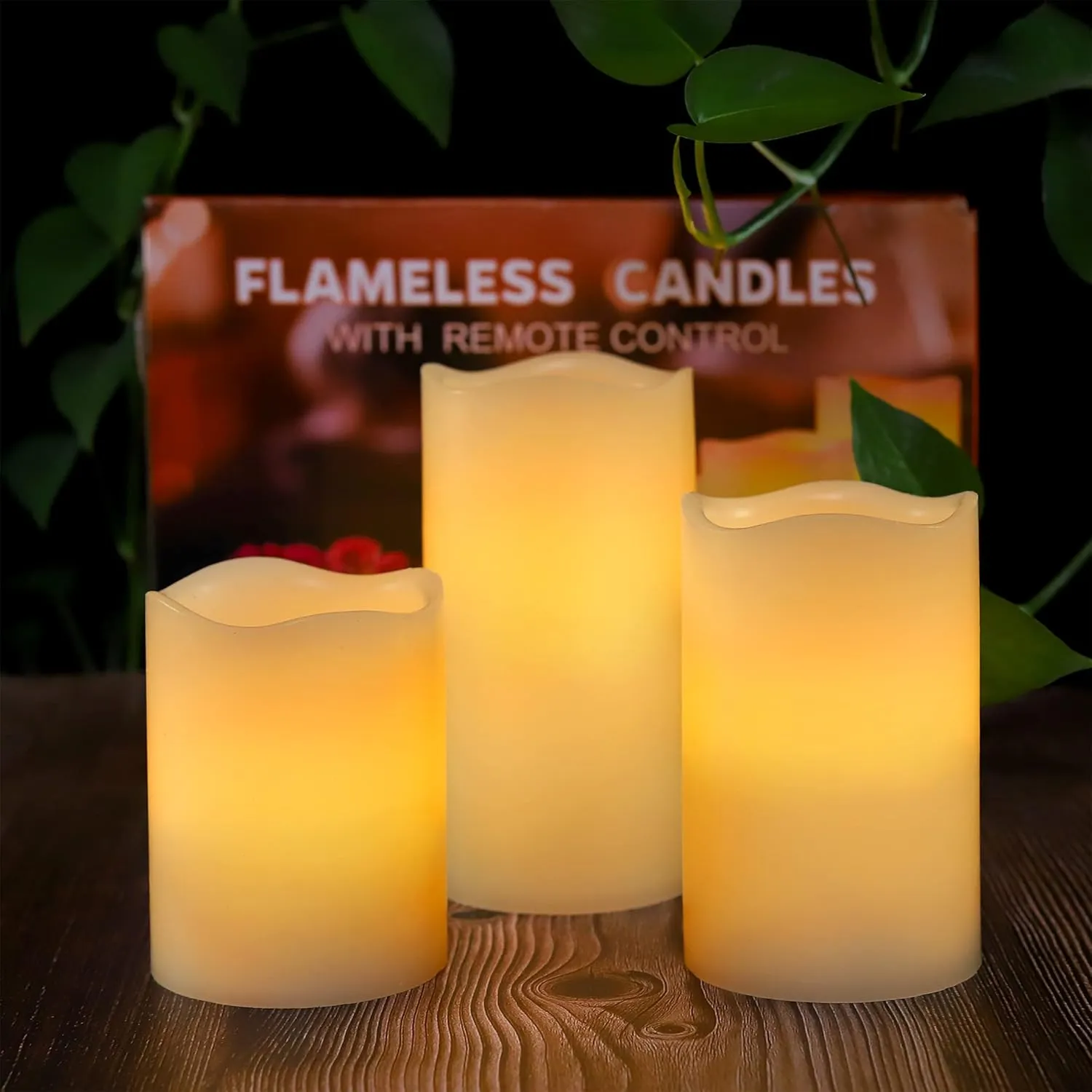 YIWER Wax Flameless Candles, Battery Operated Candle with 10-Key Remote and Time Flickering Light Ivory Pillar Fake Decor for (D3.15 x H 4"/5"/6",9-Pack)
