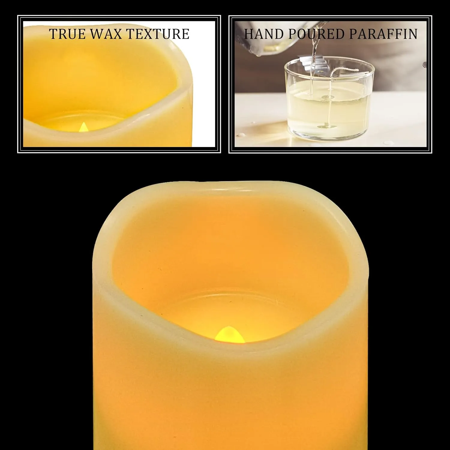 YIWER Wax Flameless Candles, Battery Operated Candle with 10-Key Remote and Time Flickering Light Ivory Pillar Fake Decor for (D3.15 x H 4"/5"/6",9-Pack)