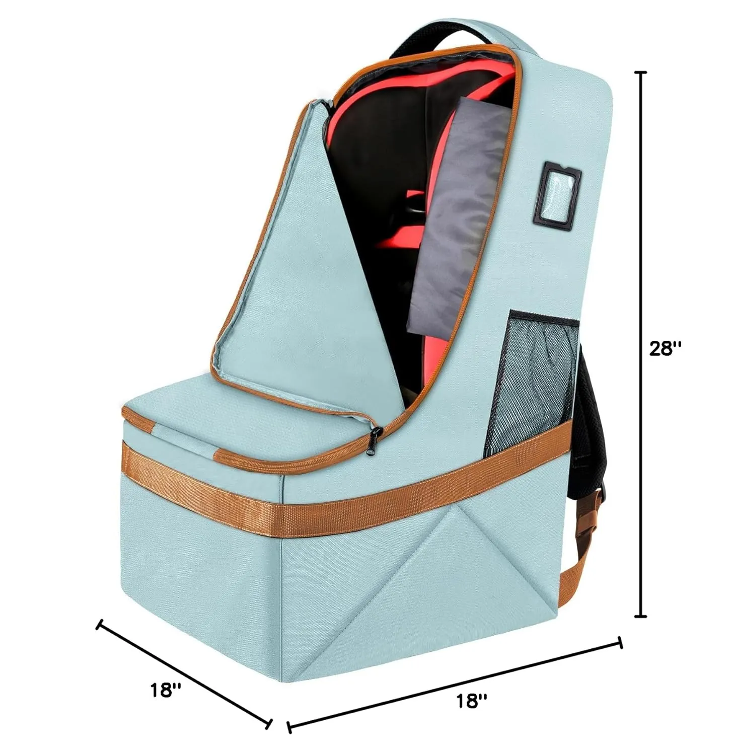 YOREPEK Padded Car Seat Travel Bag for Air Travel, Carseat Cover Backpack with Shoulder Straps, Large Carseat Gate Check Bag, Baby Travel Essential(Light Cyan)