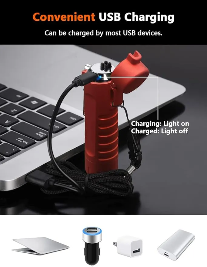 YOZWOO Electric Lighter for Camping, Windproof Dual Arc Lighter with LED Flashlight, USB Rechargeable Lighter for Outdoor Hiking, Waterproof Plasma Lighter for Survival Kits (Red)