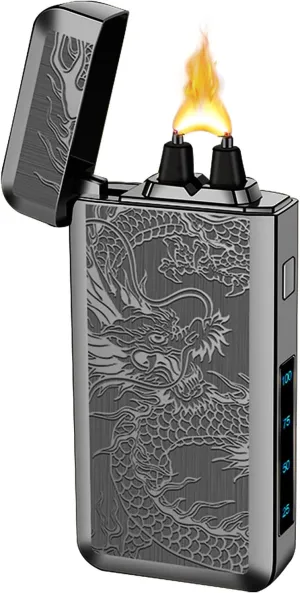 YOZWOO Electric Lighter Rechargeable Type-C Lighter Plasma Arc Lighters Large Flame Windproof Lighters Electronic Loghter with Smart Long Life Chip for Outdoor Camping, Hiking, BBQ (Black Dragon)