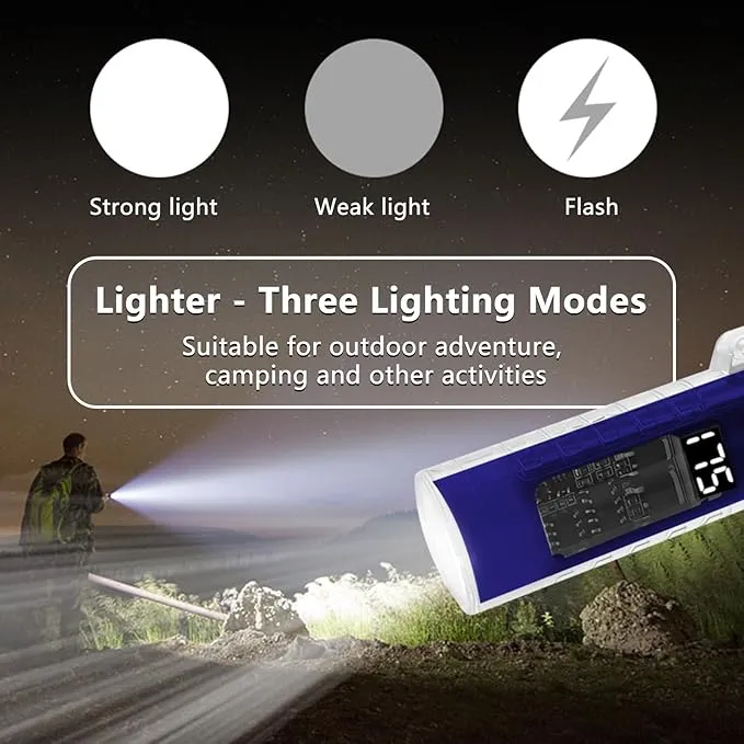 YOZWOO Plasma Electric Lighter USB Rechargeable Lighter Double Arc Windproof Flameless Lighter Type-C Transparent Waterproof Outdoor Lighter with LED Power Display for Camping, Adventure(Blue)