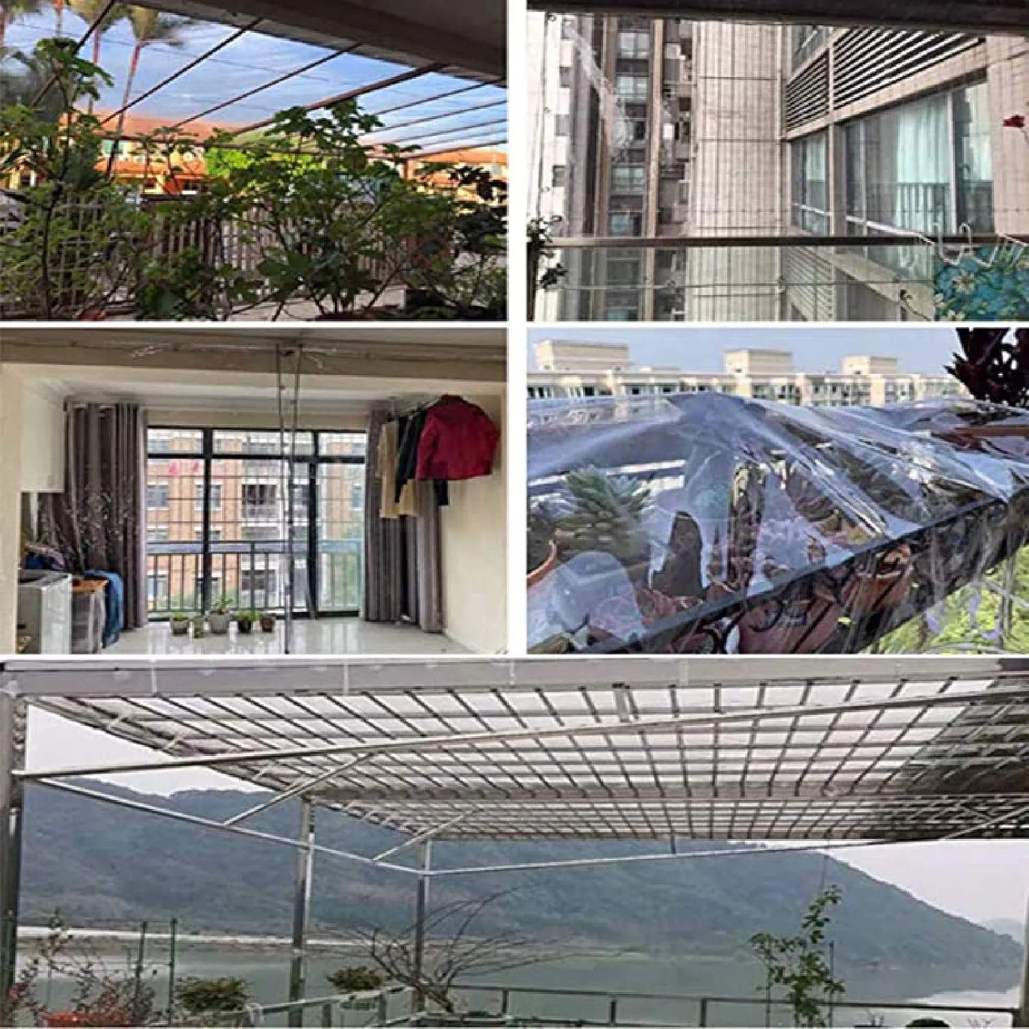 ZHANGQINGXIU Transparent PVC Tarpaulin, Waterproof Fabric Tarpaulin Heavy Duty High Transparency Pavilion Home, Weatherproof Sun Protection Plant Cover with Eyelets, DIY Sizes