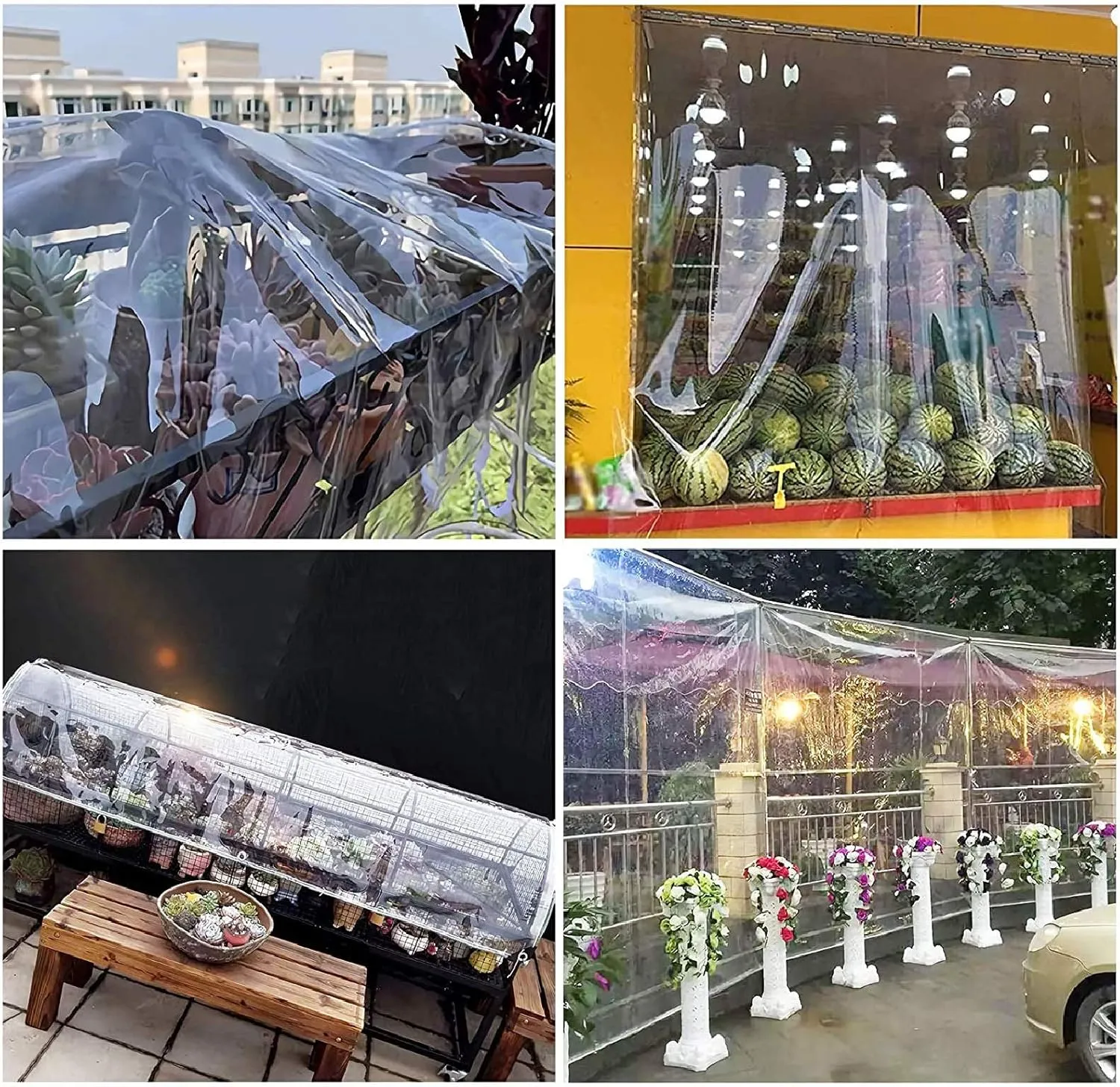 ZHANGQINGXIU Transparent PVC Tarpaulin, Waterproof Fabric Tarpaulin Heavy Duty High Transparency Pavilion Home, Weatherproof Sun Protection Plant Cover with Eyelets, DIY Sizes