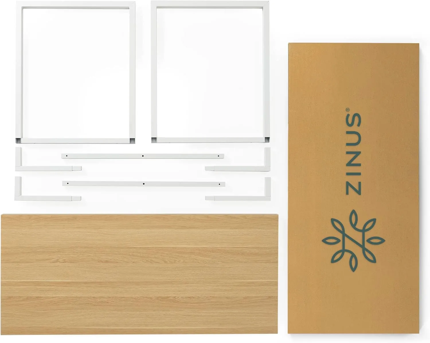 ZINUS Jennifer 55 Inch White Frame Desk, Computer Workstation, Office Desk, Dining Table, Easy Assembly, Natural