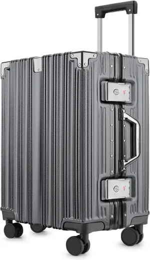 Zipperless Luggage | 20 Inch Airline Approved | PC   Aluminum Frame | TSA Lock, Scratch-Proof Hardshell & Silent Wheels | Lightweight Carry-On for Business Travel (Gray)
