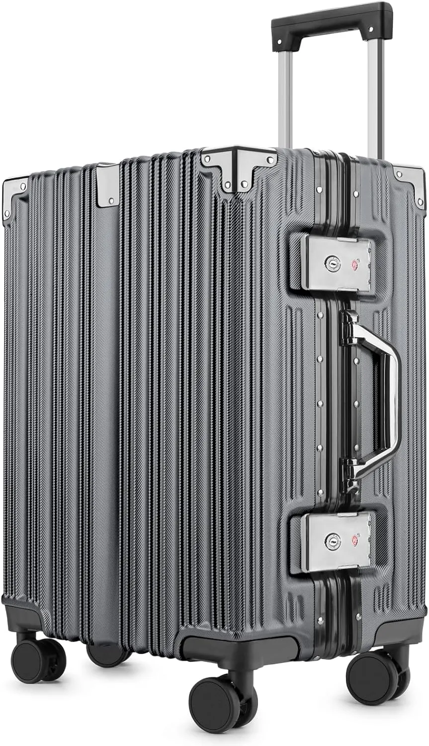 Zipperless Luggage | 20 Inch Airline Approved | PC   Aluminum Frame | TSA Lock, Scratch-Proof Hardshell & Silent Wheels | Lightweight Carry-On for Business Travel (Gray)