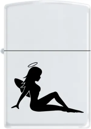 Zippo 8478 Classic White Matte Trucker Babe-Angel38; Devil Windproof Pocket Lighter