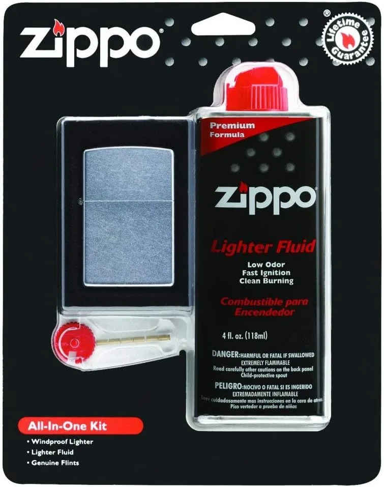 Zippo All-in-One Kit with Street Chrome Windproof Lighter