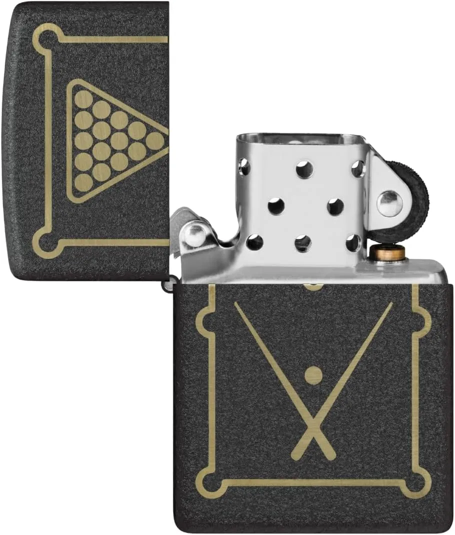 Zippo Billiards Design Black Crackle Pocket Lighter