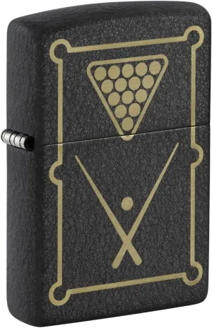 Zippo Billiards Design Black Crackle Pocket Lighter