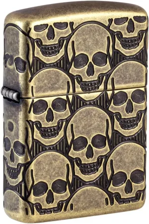 Zippo Cackling Cranium Design Armor Antique Brass Pocket Lighter