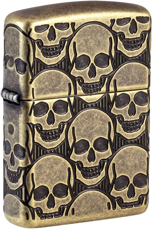 Zippo Cackling Cranium Design Armor Antique Brass Pocket Lighter