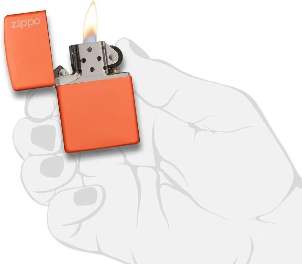 Zippo Classic Orange Matte with Logo Pocket Lighter