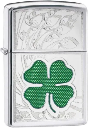 Zippo Clover Design Pocket Lighter, High Polish Chrome, One Size (ZO24699)