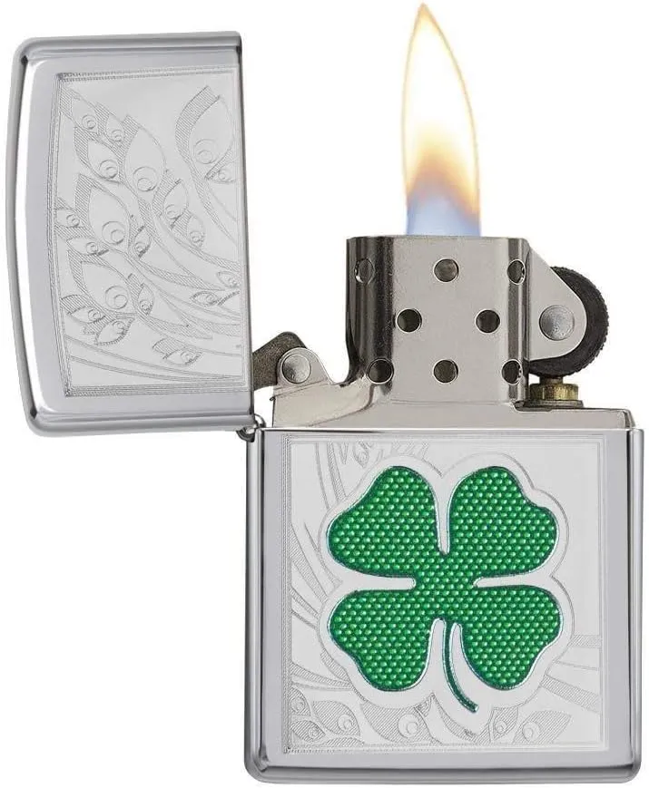 Zippo Clover Design Pocket Lighter, High Polish Chrome, One Size (ZO24699)