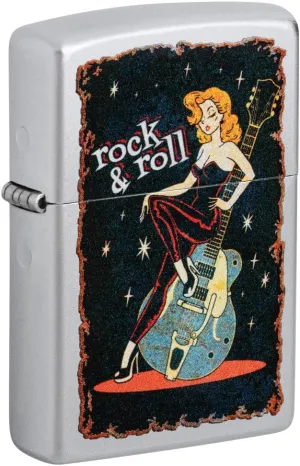 Zippo Cool Chick Design Satin Chrome Pocket Lighter