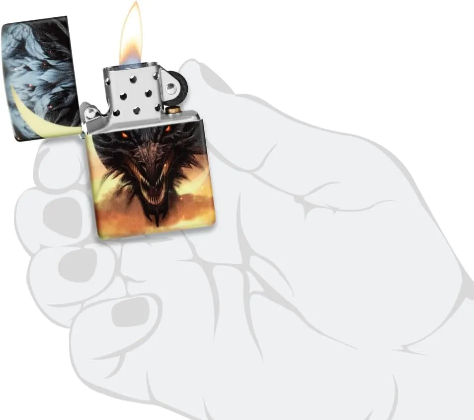 Zippo Dragon Design Glow in The Dark Green Matte Pocket Lighter