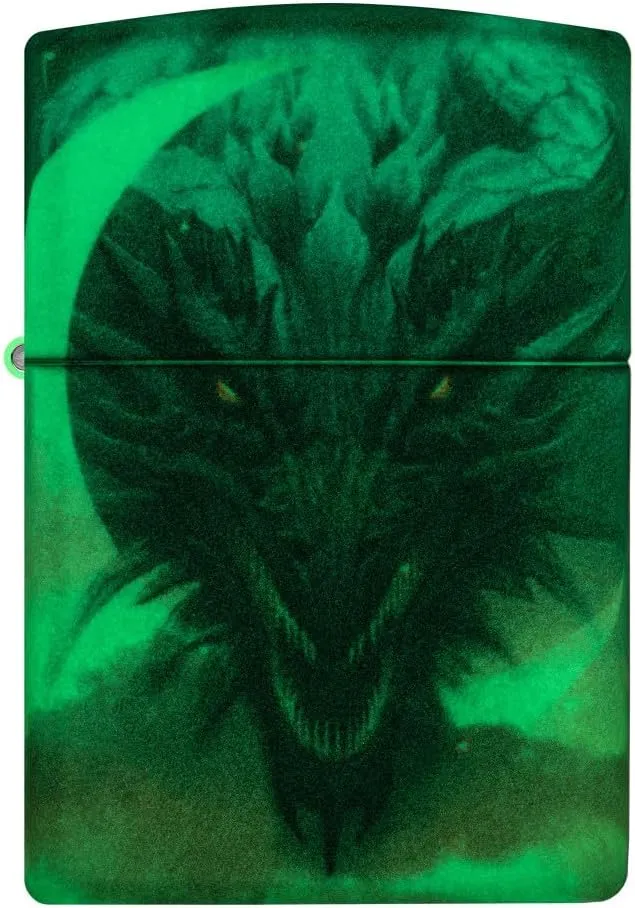 Zippo Dragon Design Glow in The Dark Green Matte Pocket Lighter