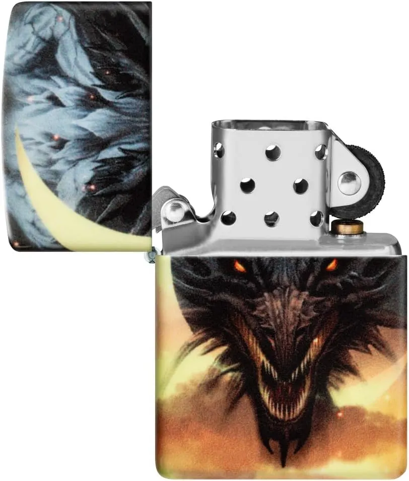Zippo Dragon Design Glow in The Dark Green Matte Pocket Lighter