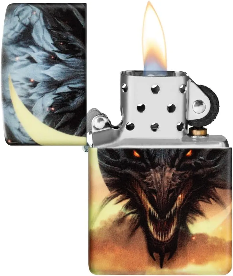 Zippo Dragon Design Glow in The Dark Green Matte Pocket Lighter