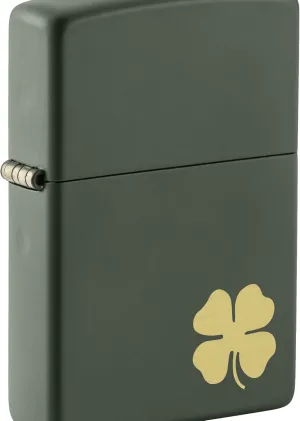 Zippo Four Leaf Clover Green Matte Pocket Lighter