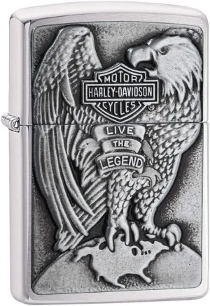 Zippo Harley-Davidson Full Faced Eagle High Polish Chrome Emblem Pocket Lighter