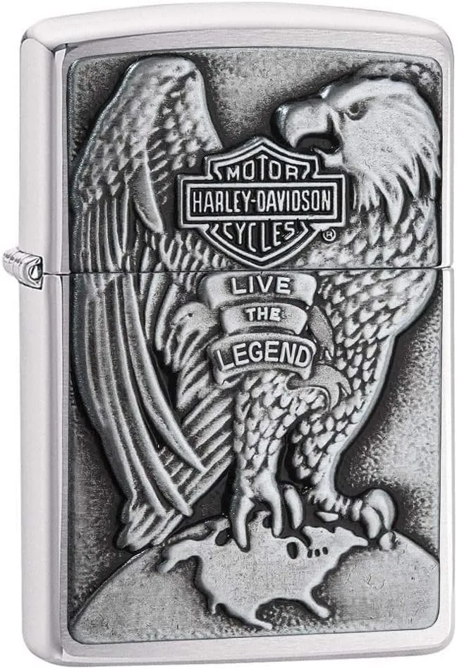 Zippo Harley-Davidson Full Faced Eagle High Polish Chrome Emblem Pocket Lighter