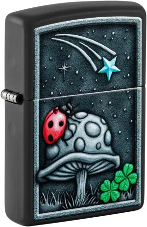 Zippo Ladybug Design Black Matte Pocket Lighter