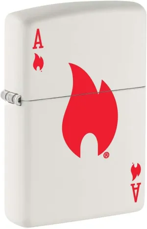 Zippo Lighter: Ace of Flames - White Matte 81342