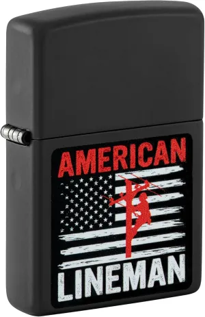 Zippo Lighter: American Lineman - Black Matte 81563