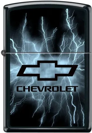 Zippo Lighter- Chevy Chevrolet Lightning Bolts Black Matte Windproof Lighter #Z477