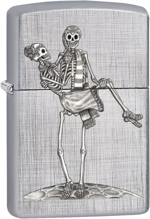 Zippo Lighter: Day of The Dead Skeleton Couple - Linen Weave 78561
