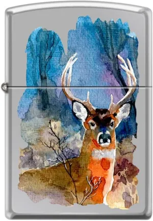 Zippo Lighter- Deer Design Autumn High Polish Chrome Windproof Lighter #Z5262