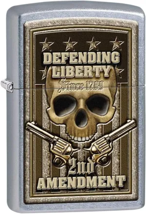Zippo Lighter: Defending Liberty, Second Amendment - Street Chrome 80686
