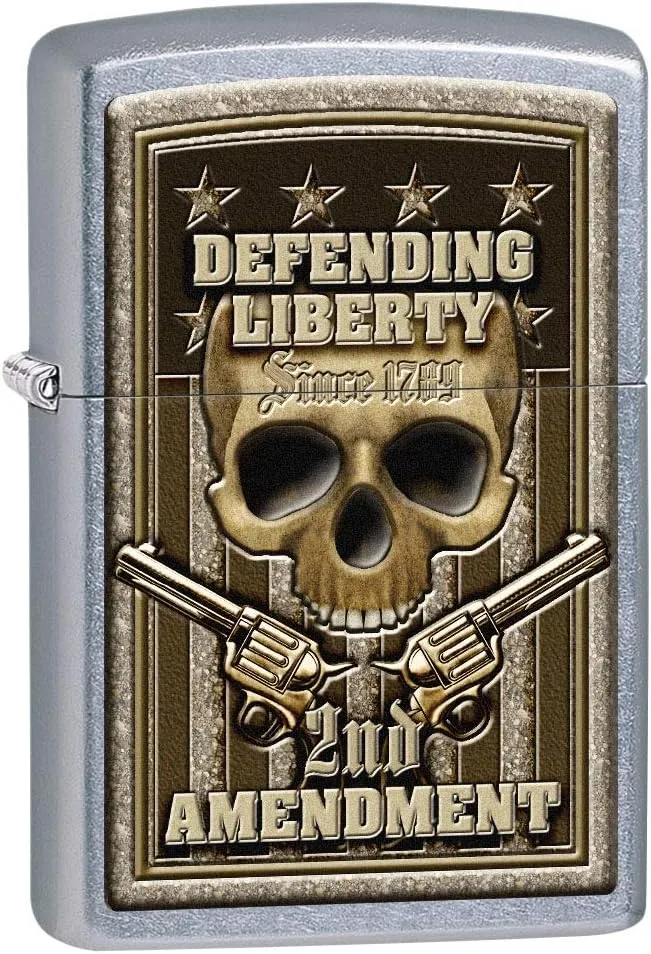 Zippo Lighter: Defending Liberty, Second Amendment - Street Chrome 80686