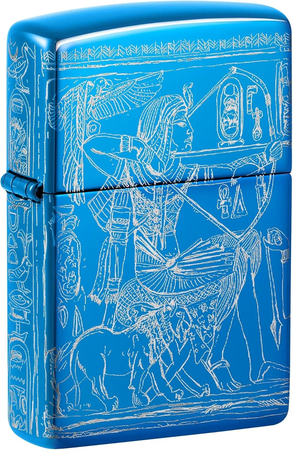 Zippo Lighter: Egyption Hieroglyphics, 360 Photo Image - High Polish Blue 81657