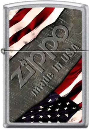 Zippo Lighter- Flags and Metal Made in USA Street Chrome Windproof Lighter #Z5083