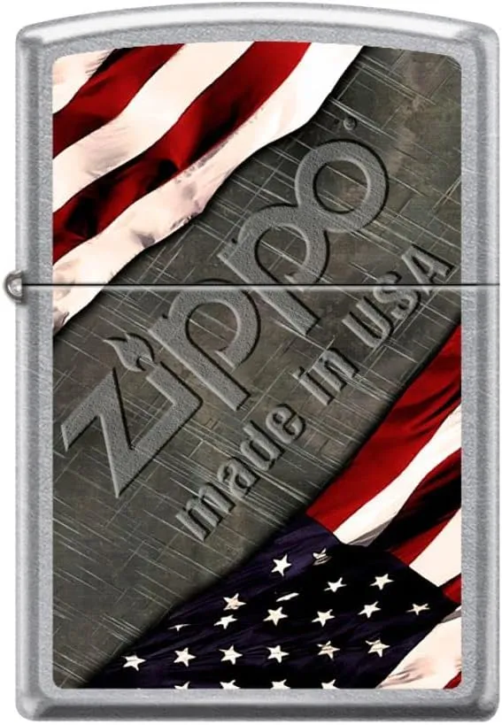 Zippo Lighter- Flags and Metal Made in USA Street Chrome Windproof Lighter #Z5083