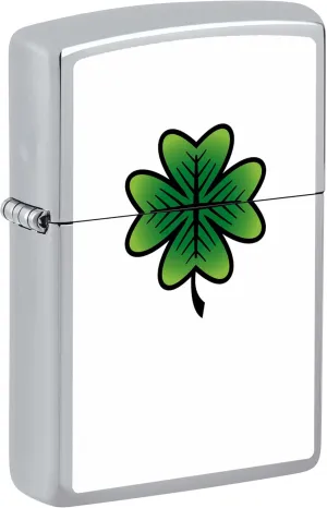 Zippo Lighter, Four Leaf Clover - High Polish Chrome 80960