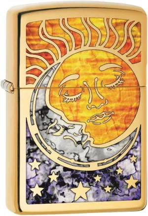 Zippo Lighter: Fusion Sun and Moon - High Polish Brass 78780