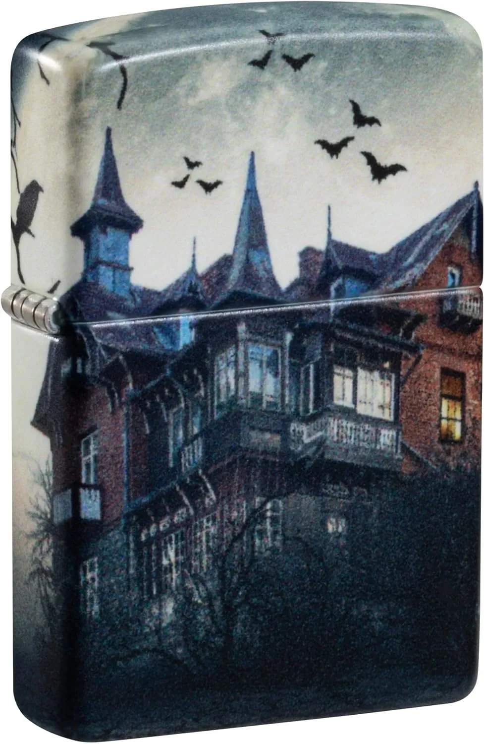 Zippo Lighter Horror House, Windproof, Custom Designed, Stainless Steel Body