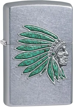 Zippo Lighter: Indian Head - Street Chrome 76515