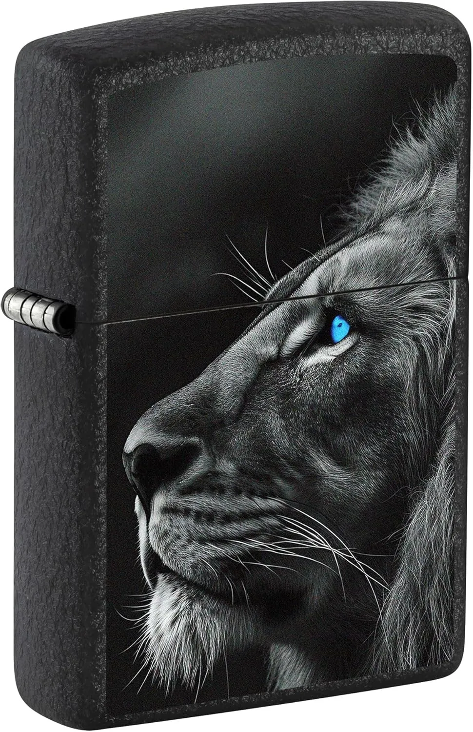 Zippo Lighter: Lion with Blue Eyes - Black Crackle 81645