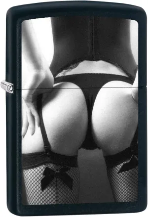 Zippo Lighter, Midnight Girl Collection - View from Behind #1, Black Matte 75048