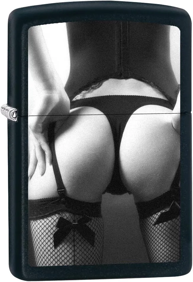 Zippo Lighter, Midnight Girl Collection - View from Behind #1, Black Matte 75048