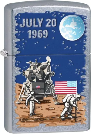 Zippo Lighter: Moon Landing July 20, 1969 - Street Chrome 80418