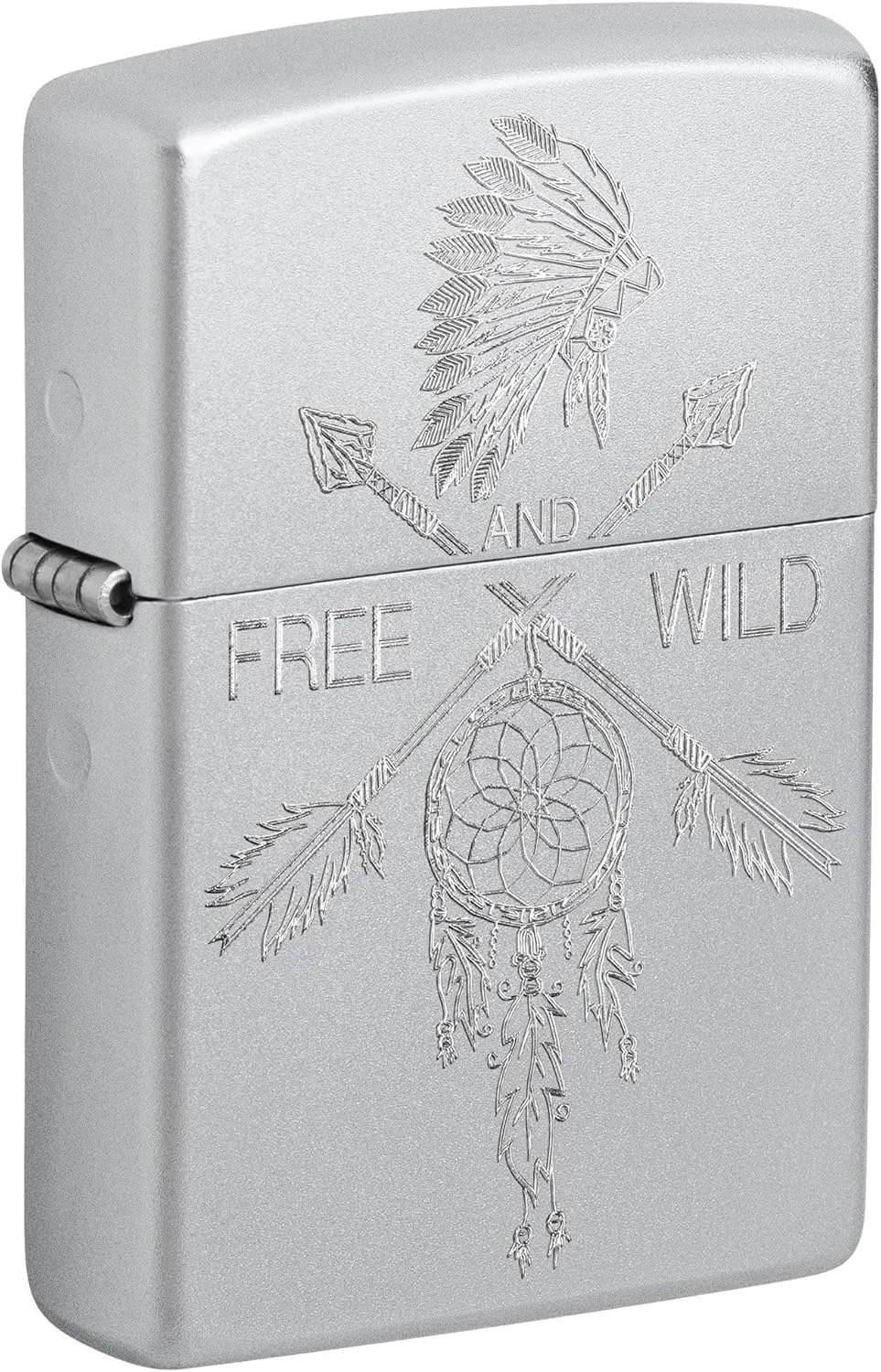 Zippo Lighter: Native American Symbols, Engraved - Satin Chrome 81459
