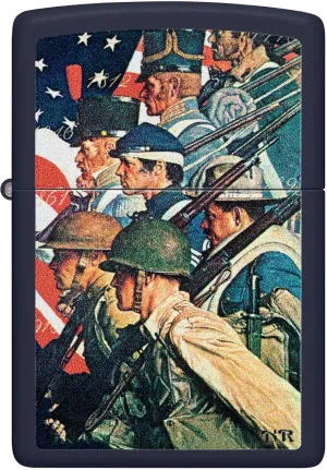 Zippo Lighter Norman Rockwell WWII, Windproof, Custom Designed, Stainless Steel Body