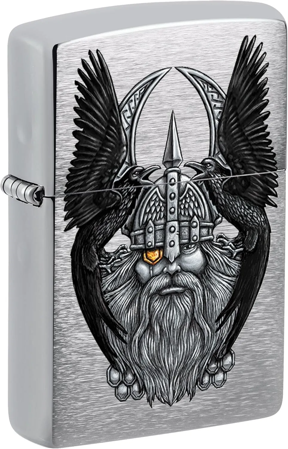 Zippo Lighter: Odin with Ravens - Brushed Chrome 81469